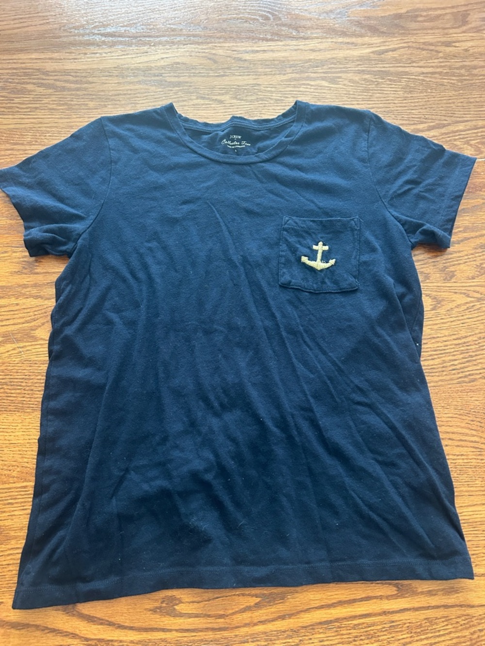J. Crew Navy Pocket Tee with Anchor Embroidery